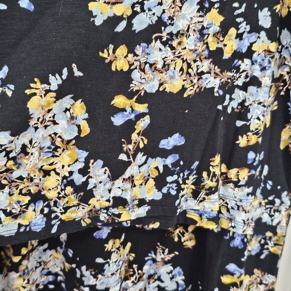 J. Jill Flowy Black Floral Top Oversized Tiered Tunic Blouse Loose Relaxed Fit - Picture 3 of 7